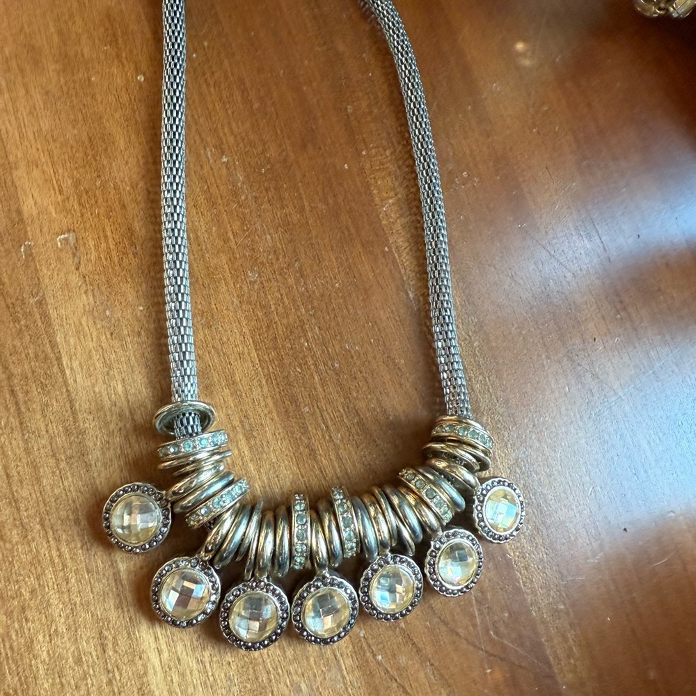 Banana Republic Gold & Silver Gems Statement Necklace